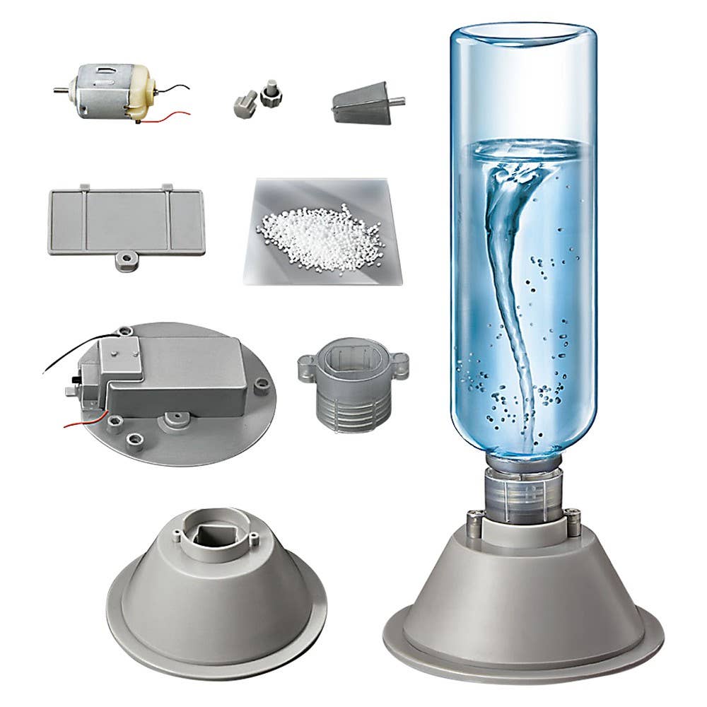 KidzLabs Tornado Maker STEAM toy by The Toy Network showing a clear plastic tornado chamber with swirling air simulation.