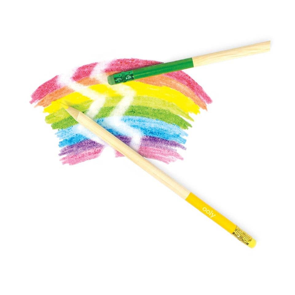 OOLY Erasable Colored Pencil Set for arts and crafts, featuring vibrant, erasable colored pencils in a creative drawing kit.