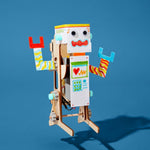 Jumping robot from KiwiCo STEAM robotics and building kit, featuring colorful parts and mechanical components for hands-on STEM learning.