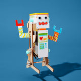 Jumping robot from KiwiCo STEAM robotics and building kit, featuring colorful parts and mechanical components for hands-on STEM learning.