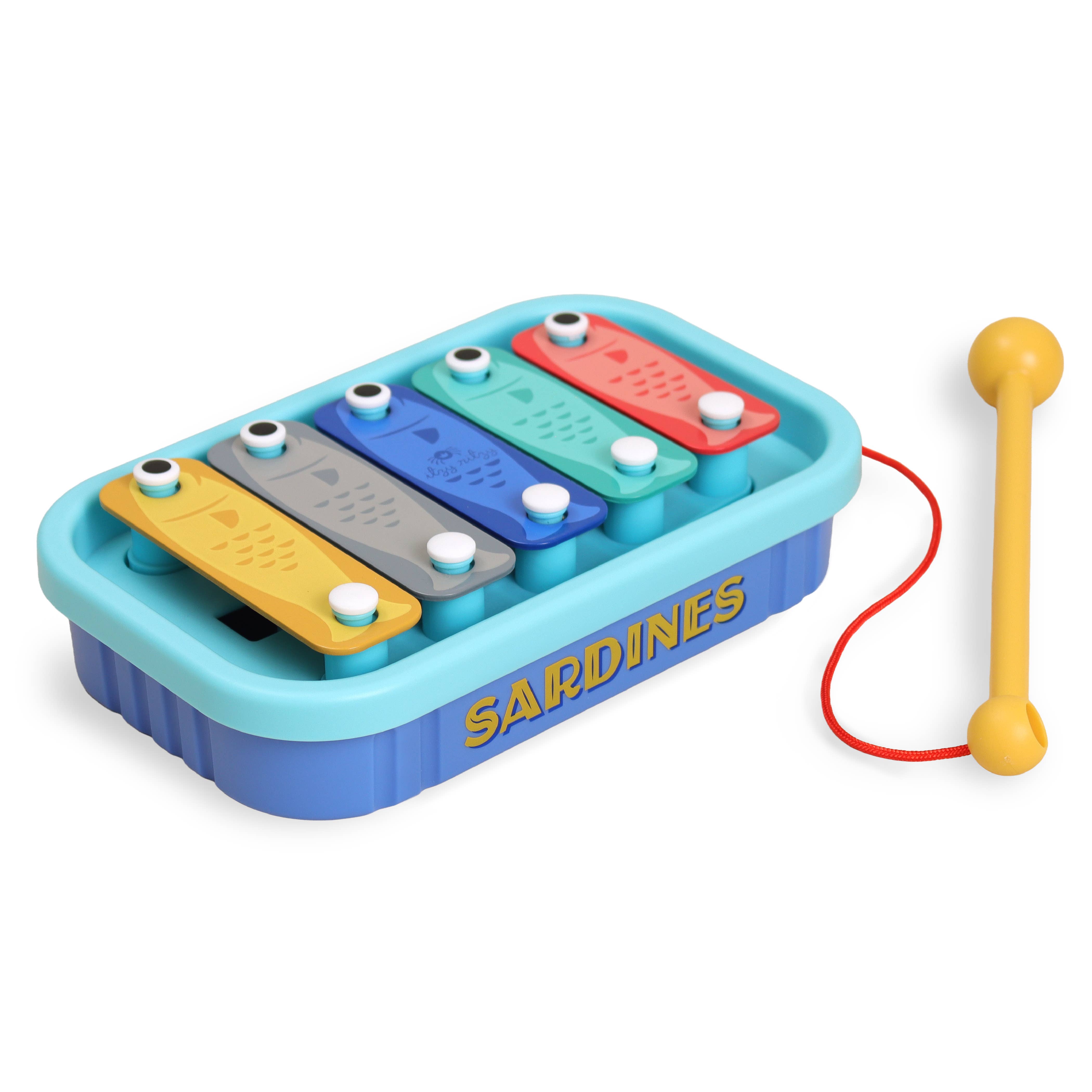 Baby Itzy Ritzy xylophone music school toy with colorful keys and wooden frame for early musical play and learning.