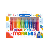 Set of six OOLY Mighty Mega Markers for arts and crafts, featuring vibrant colors and bold tips for creative projects.