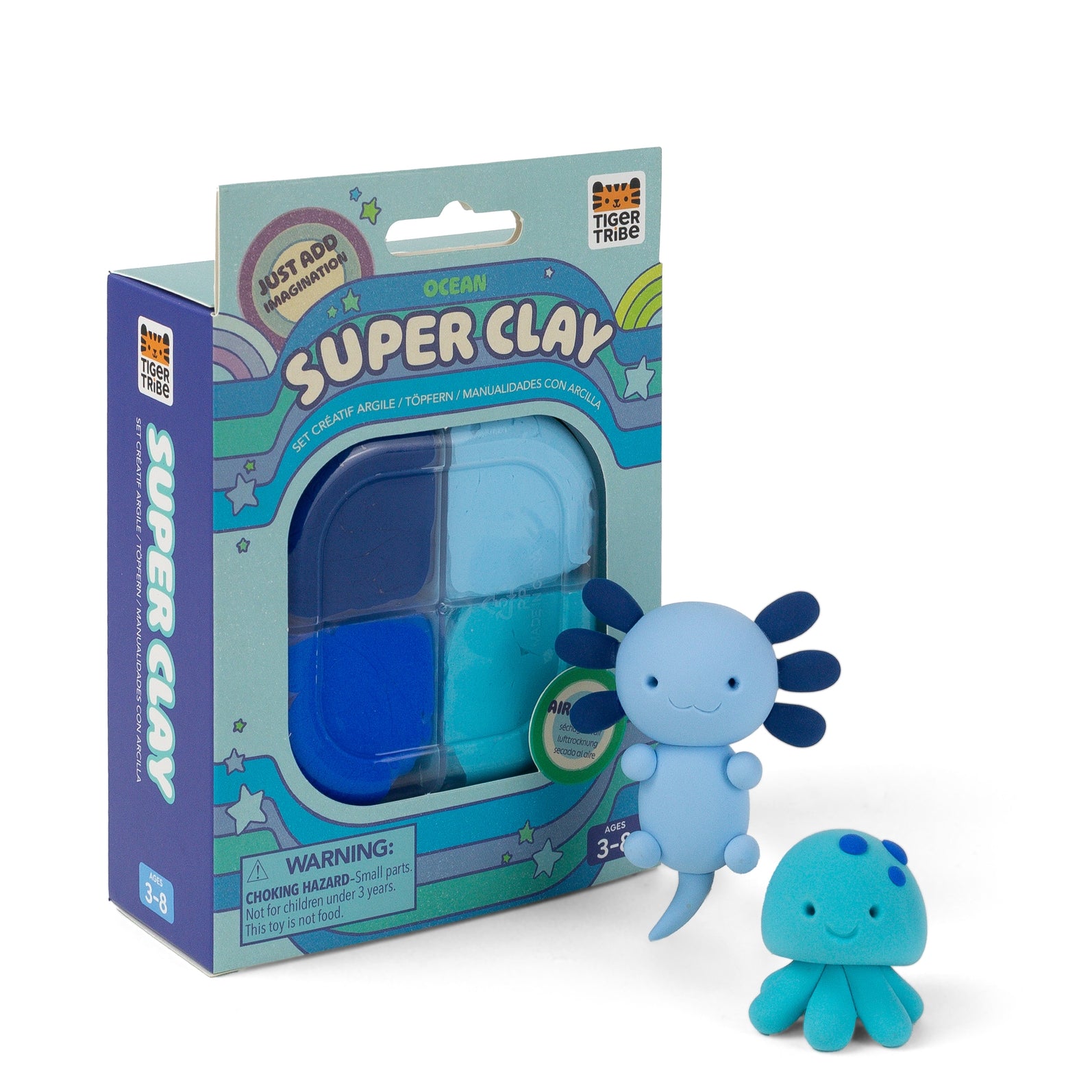 Tiger Tribe Super Clay Air-Dry Sculpting Kit for arts and crafts, featuring colorful clay and sculpting tools in a creative set.