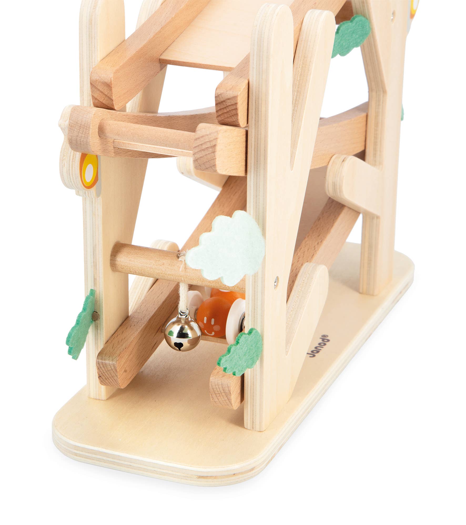 Wooden Ants Racer Ramp by Janod, colorful cars and trucks toy for children, featuring a fun ramp for racing play.