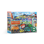 Colorful 20-piece Vehicles puzzle by eeBoo featuring cars, trucks, and bikes for kids' games and puzzles.