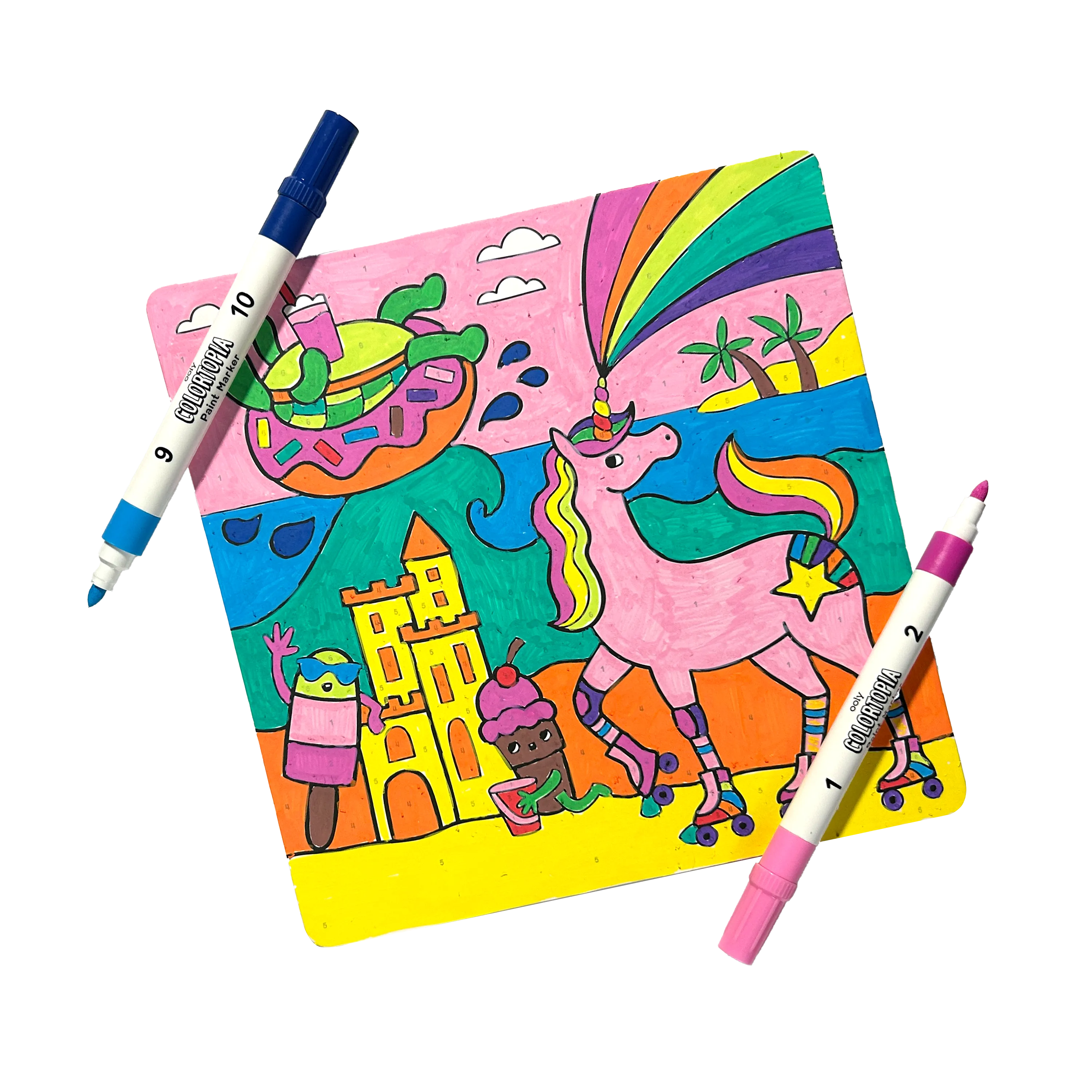 Ooly Color By Numbers Paint Marker Kit: Unicorn Funland - Toy Polloi
