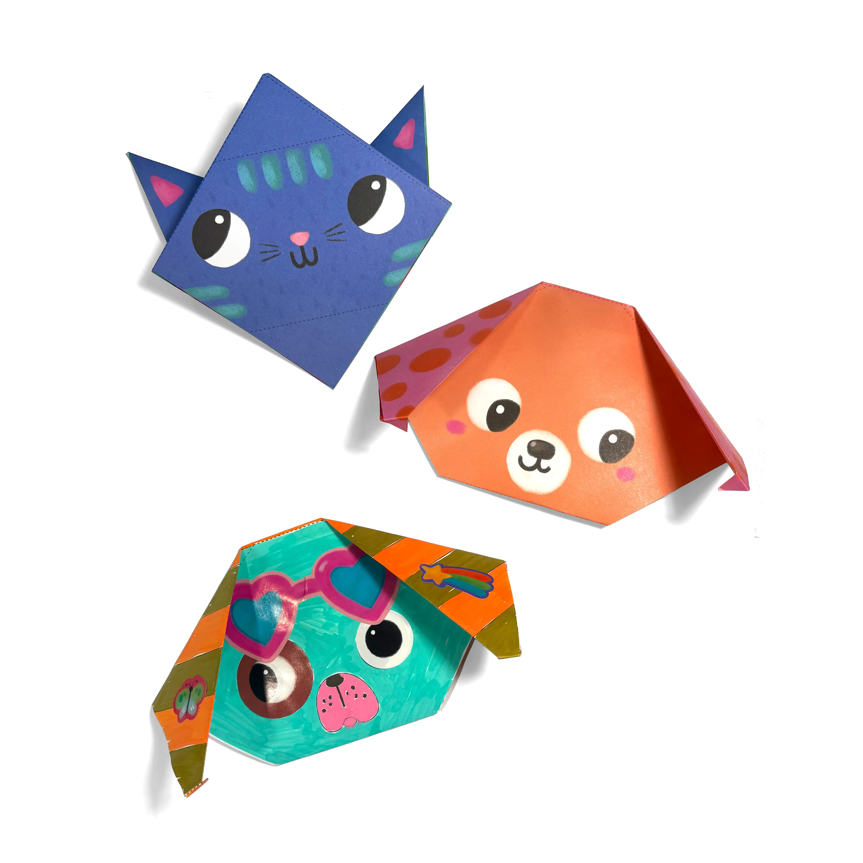 OOLY D.I.Y. Pet Pals Origami Kit for arts and crafts, includes colorful paper sheets and pet-shaped origami designs