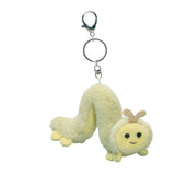 Colorful Douglas Toys Inchworm plush bag charm with embroidered eyes and segmented body, perfect for accessories and backpacks.