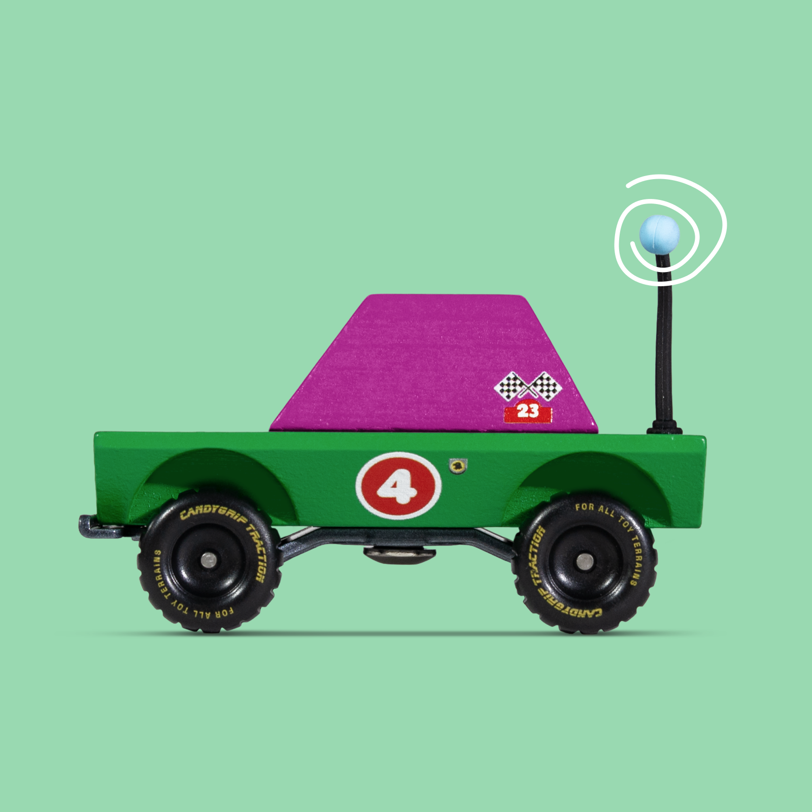 Candylab Toys DunDee TOONS™ Car, colorful vintage-style toy car from the Cars and Trucks collection, detailed plastic design