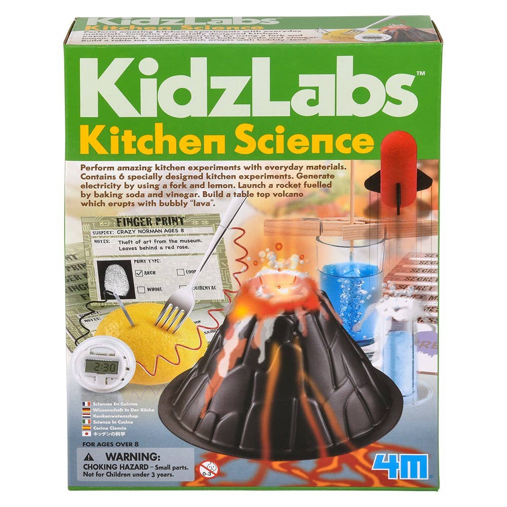 KidzLabs Kitchen Science Kit by The Toy Network includes colorful science tools and ingredients for fun STEAM experiments.
