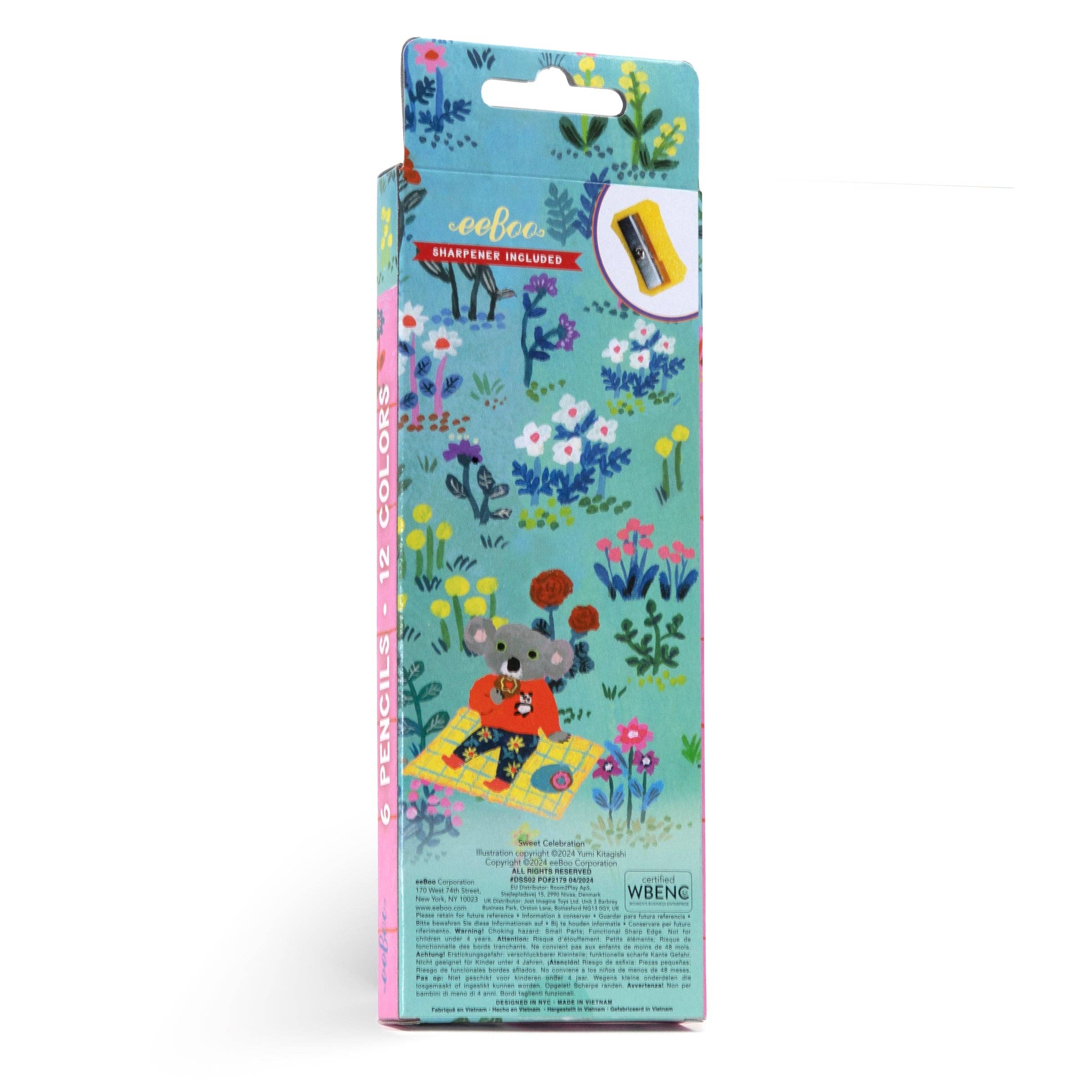 eeBoo Sweet Celebration dual color jumbo pencils pack for arts and crafts, featuring vibrant, large-colored pencils in a colorful set.
