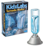 KidzLabs Tornado Maker STEAM science kit by The Toy Network showing a plastic tornado in a clear container with colorful educational materials.