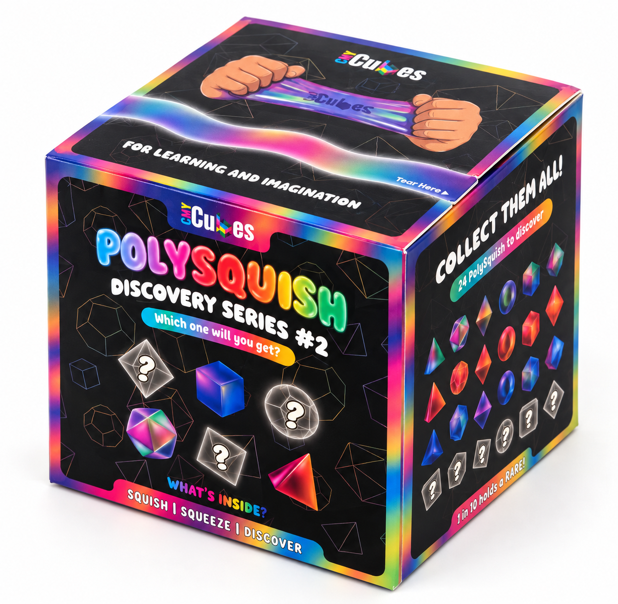 PolySquish Metallic Slow Rise Sugar Squishy sensory toy from CMY Cubes with a shiny, metallic finish and soft, slow-rise texture.