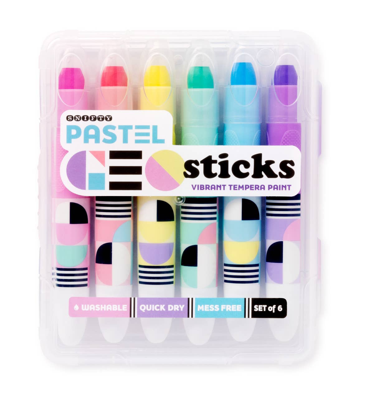 SNIFTY pastel geo paint sticks for arts and crafts, featuring vibrant pastel colors in a geometric design.
