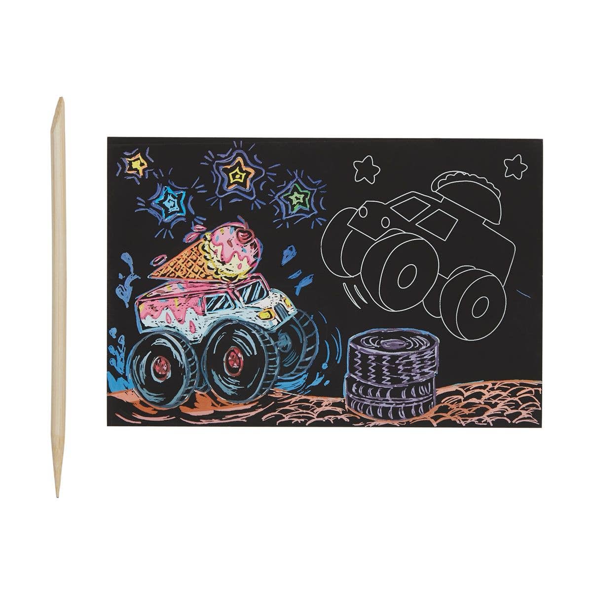 Mini Scratch & Scribble Art Kit: Monster Truck - Toy Polloi