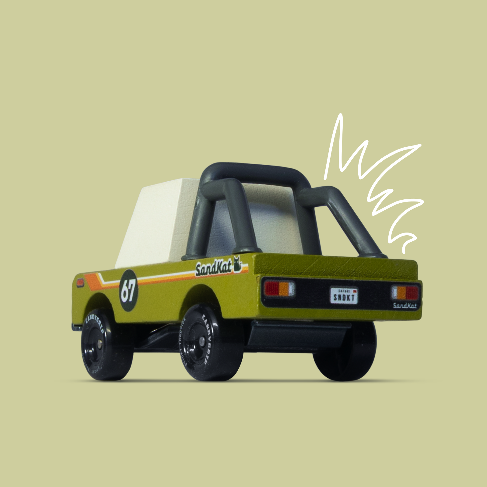 Candylab Toys Sandkat TOONS™ Car, a colorful toy car from the Cars and Trucks collection, with detailed design and vibrant colors.