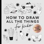 Book cover of "How To Draw All Things" by Paige Tate & Co., featuring colorful illustrations on a white background.