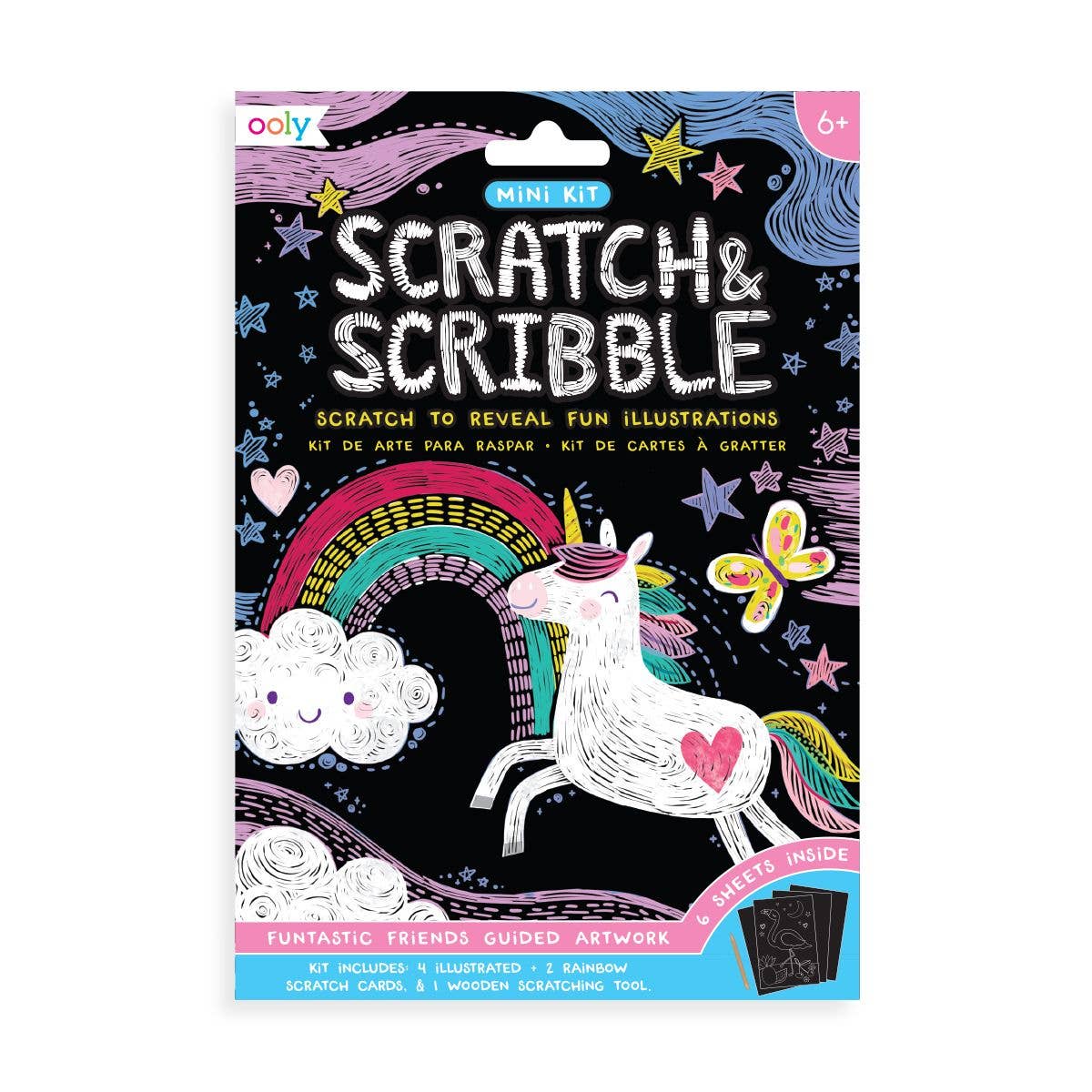 Ooly Mini Scratch & Scribble Kit: Funtastic Friends - Toy Polloi