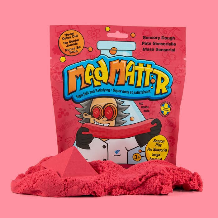 Mad Mattr Red Quantum Pack sensory toy with stretchy, moldable red clay-like material for tactile play and creativity.