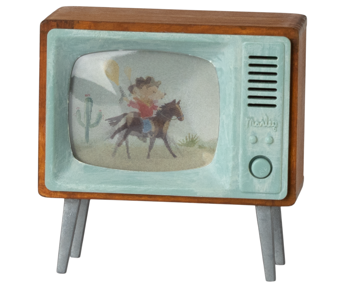Maileg Mouse Television dollhouse accessory, detailed miniature TV for Maileg doll houses and furnishings.