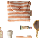Maileg Mouse Toiletry Bag from doll houses and furnishings collection, featuring a cute mouse design and colorful fabric detail.