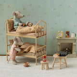 Maileg Mouse Waffle Play Set for doll houses with miniature waffle and breakfast accessories, perfect for imaginative play.