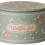 Maileg Mouse Waffle Play Set for doll houses, includes miniature waffle and accessories, perfect for imaginative play.