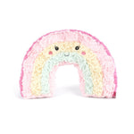 Colorful Happy Rainbow Plush Toy by Mon Ami featuring bright rainbow stripes and soft plush fabric.