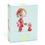 Djeco Tinyly Berry & Lila dolls with colorful outfits and detailed facial features, showcasing charming collectible dolls.