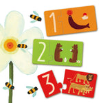 Colorful Djeco Puzzle Duo: Numbers game with numbered puzzle pieces, designed for children to learn numbers and enhance problem-solving skills.
