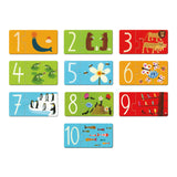 Colorful Djeco Puzzle Duo Numbers game with interlocking number pieces for educational fun and learning in a playful design.