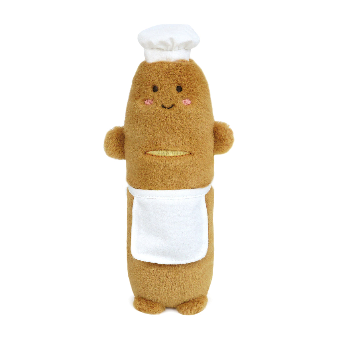 Soft Mon Ami Chef Baguette plush toy with detailed bread and chef hat design, perfect for cuddling and play.