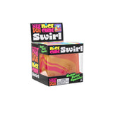 NeeDoh Swirl Nice Cube sensory toy with colorful, swirled design, flexible and soft for stress relief and tactile play.