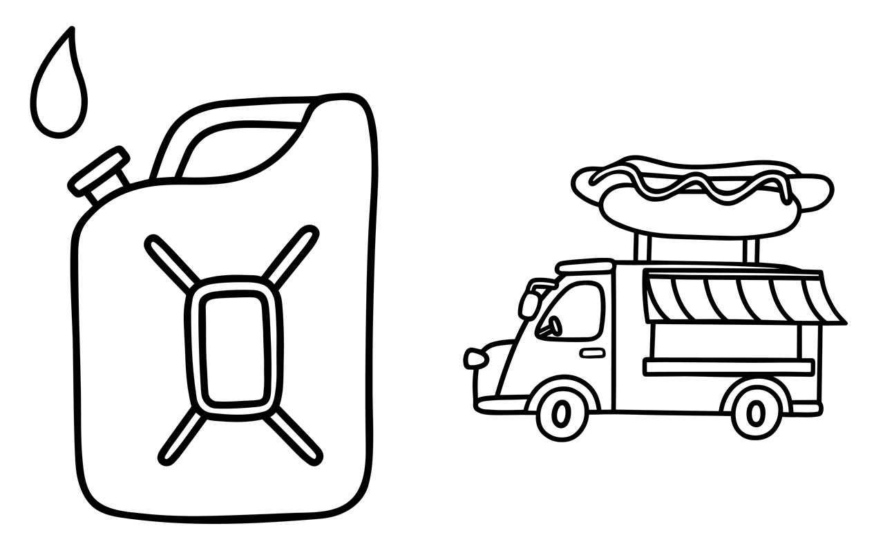 Coloring page from Simon & Schuster's My First Big Book of Trucks arts and crafts coloring book showing various truck illustrations.