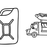 Coloring page from Simon & Schuster's My First Big Book of Trucks arts and crafts coloring book showing various truck illustrations.
