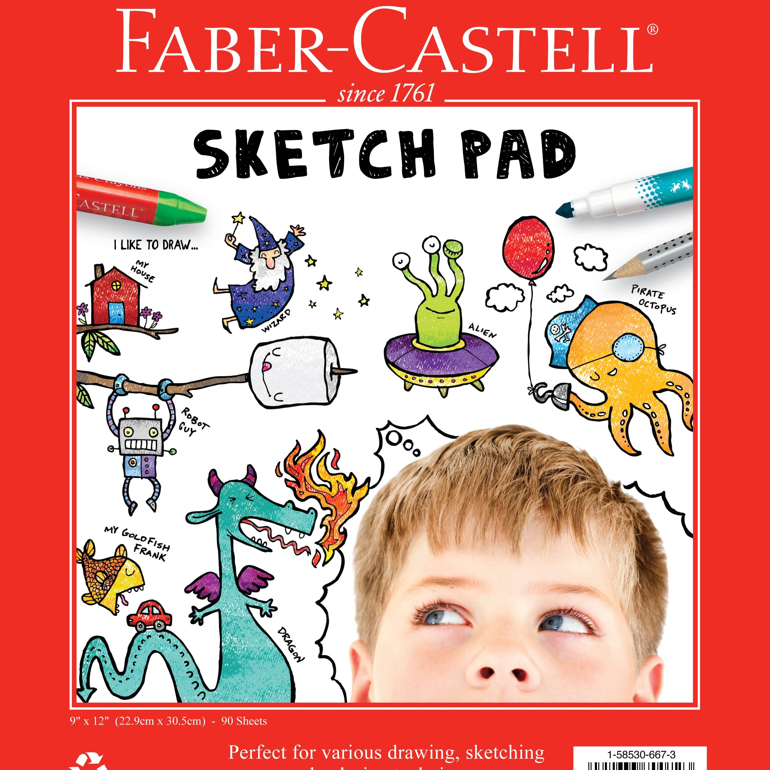 Faber-Castell arts and crafts sketch pad with blank white pages, ideal for drawing and sketching projects.