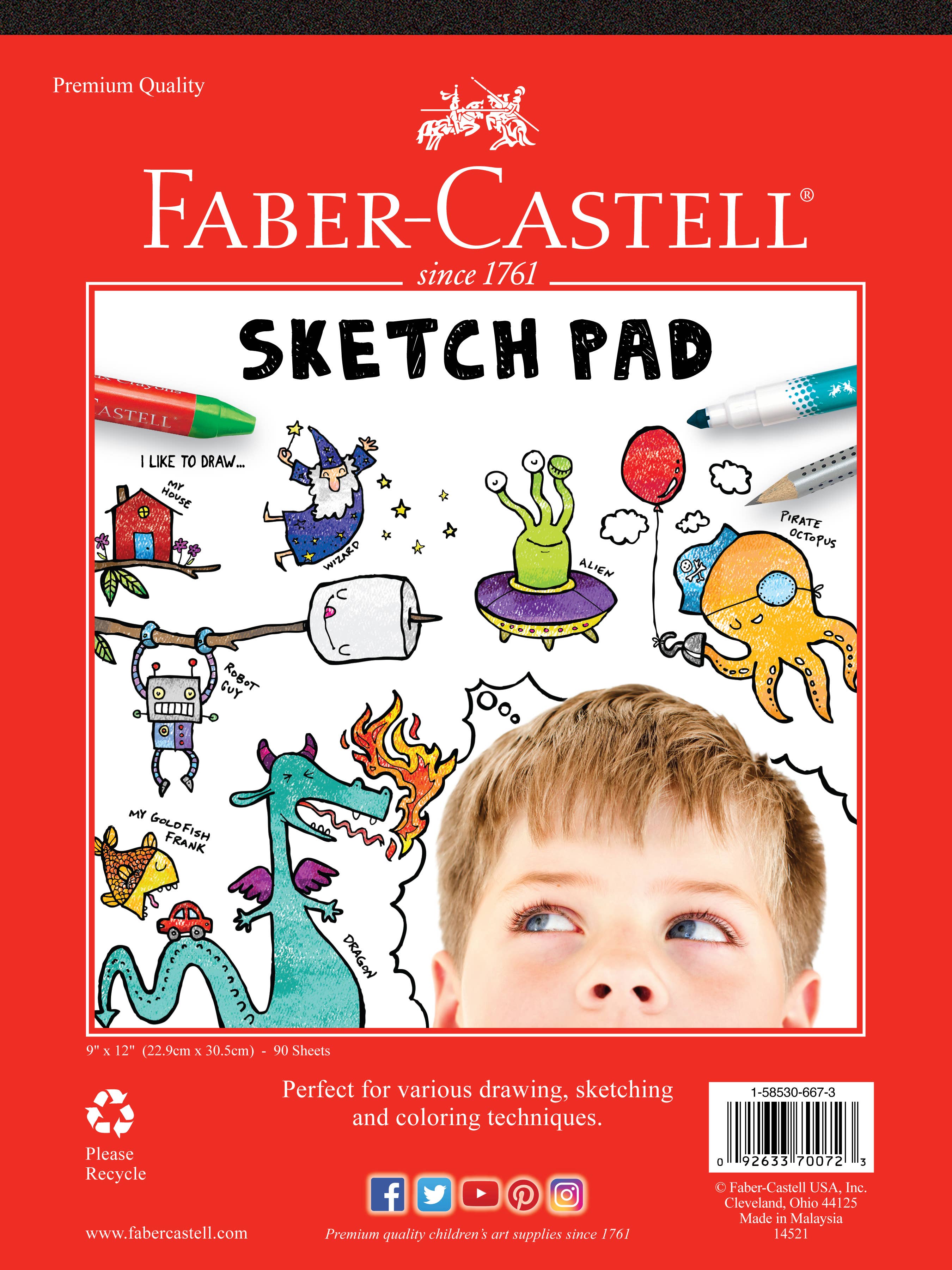 Faber-Castell arts and crafts sketch pad with blank white pages, ideal for drawing and sketching projects.