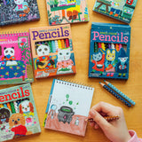 Small colored pencil set for arts and crafts by eeBoo, featuring vibrant pencils arranged in a compact display.