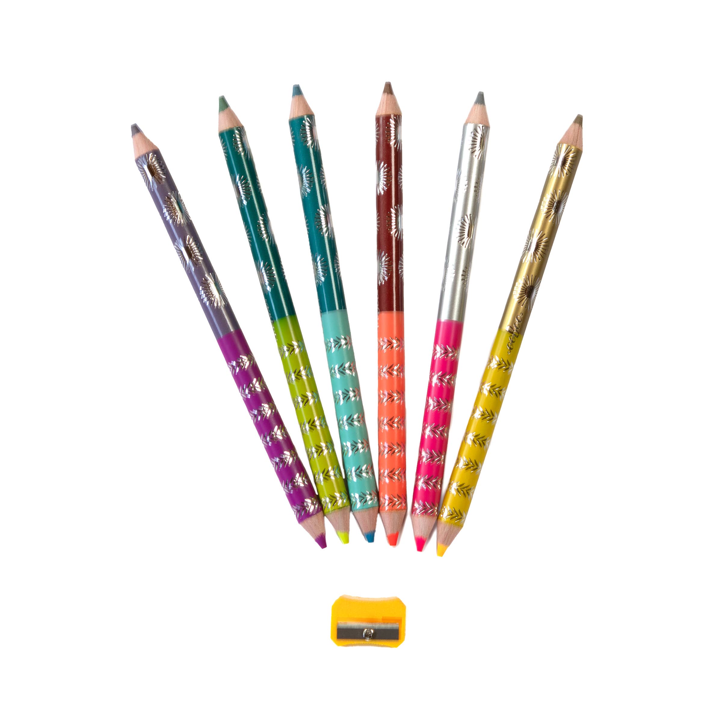 Sweet Celebration dual color jumbo pencils in a pack, colorful arts and crafts supplies from eeBoo with vibrant pencil tips.