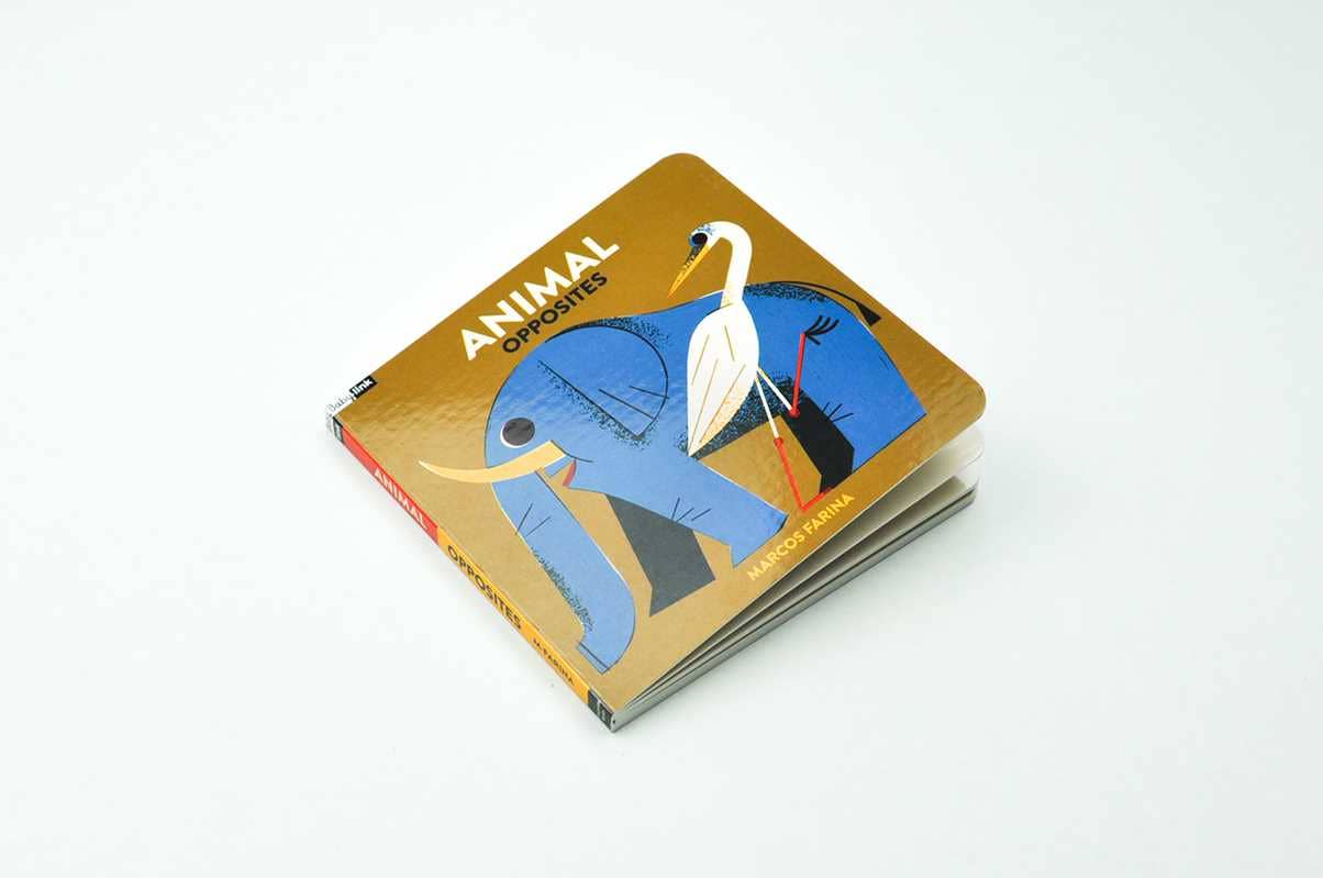 Babylink Animal Opposites Board Book by Simon & Schuster showing colorful pages with animals and opposite pairs for young children.
