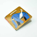 Babylink Animal Opposites Board Book by Simon & Schuster showing colorful pages with animals and opposite pairs for young children.