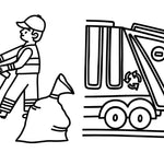 Illustration from My First Big Book of Trucks coloring book by Simon & Schuster, featuring colorful trucks and vehicles for kids.