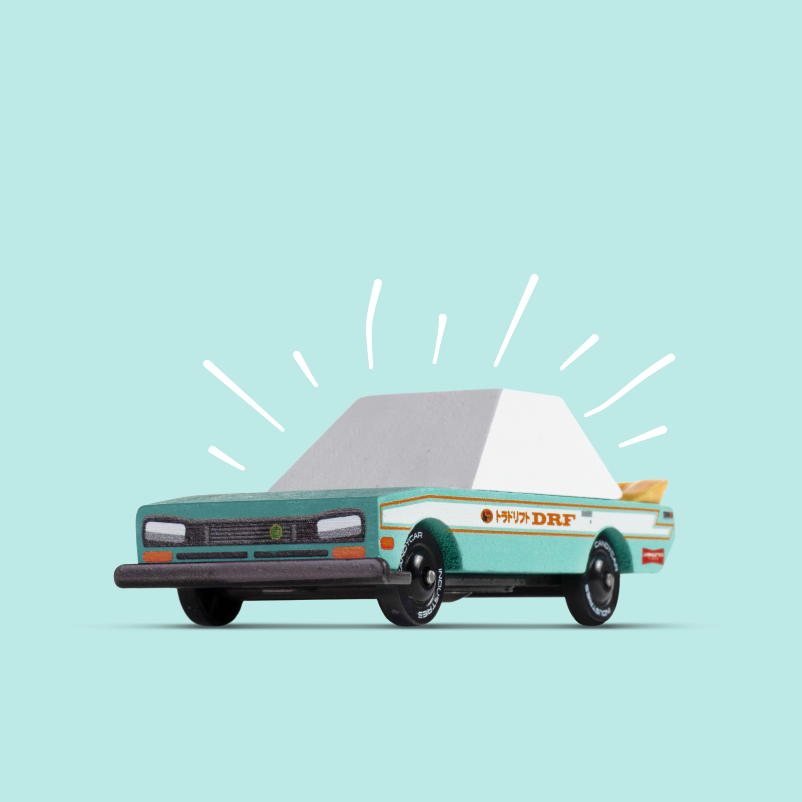 Candylab Toys Tora Drift Teal TOONS™ car from Cars and Trucks collection, featuring a teal-colored, detailed toy vehicle.
