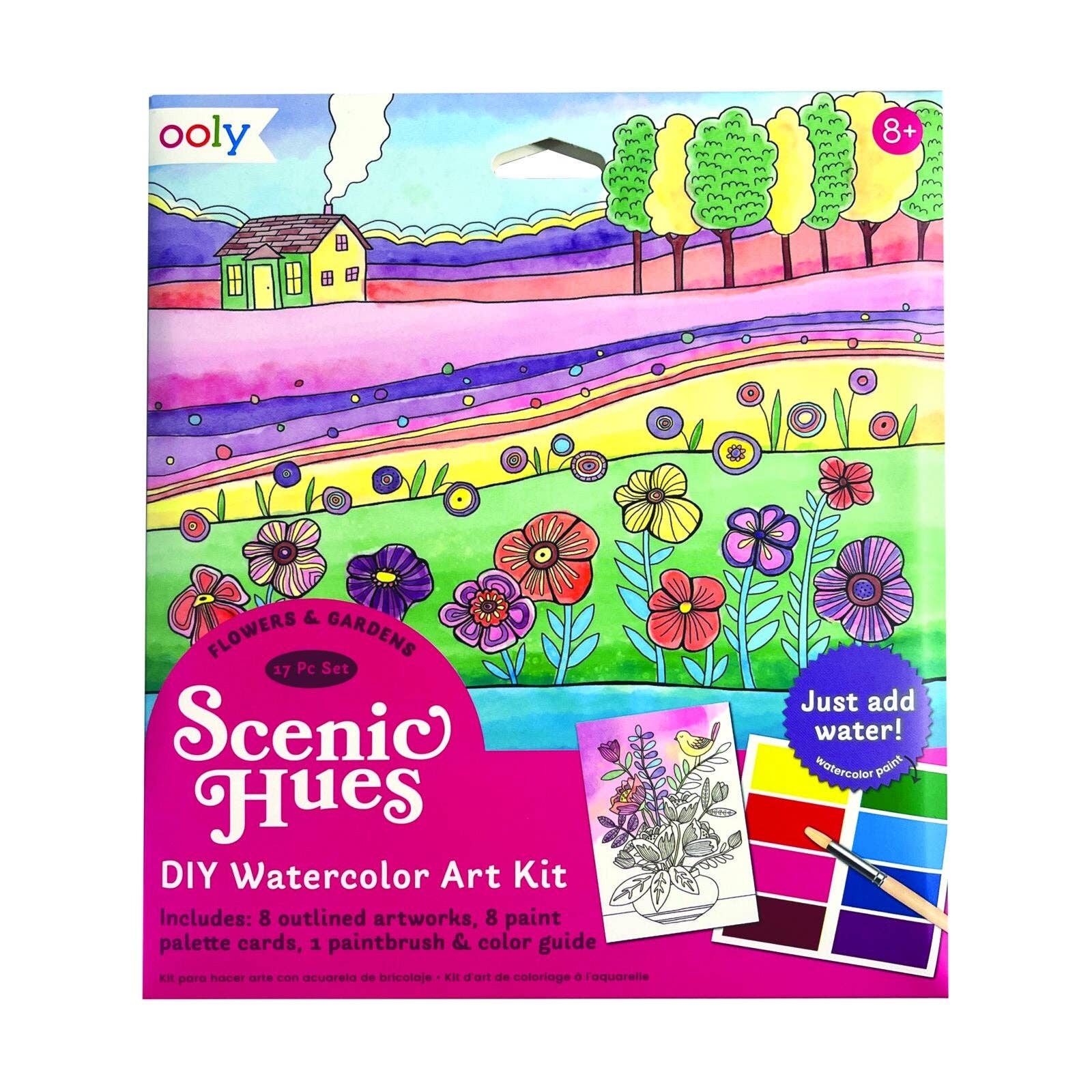 OOLY Garden Watercolor Postcard Kit for arts and crafts, featuring watercolor postcards and art supplies for creative projects.