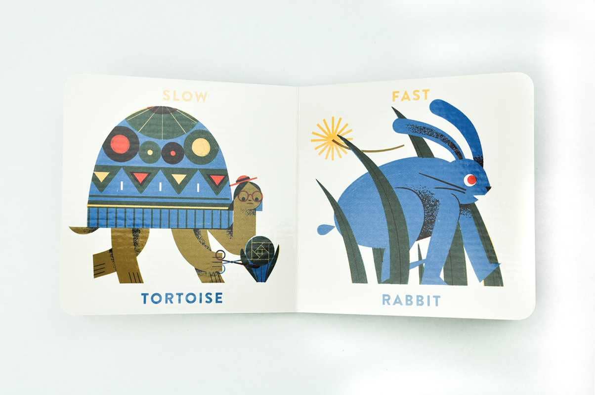 Babylink Animal Opposites board book by Simon & Schuster showing colorful animal illustrations for young children
