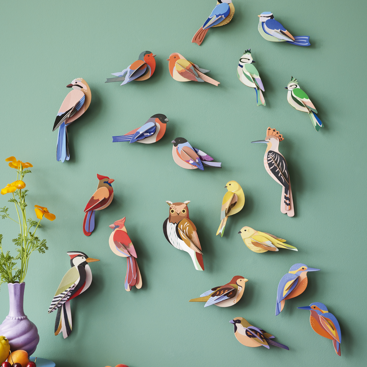Studio Roof Garden Birds 3D Wall Art Kit for arts and crafts, featuring colorful bird designs for creative home decor.