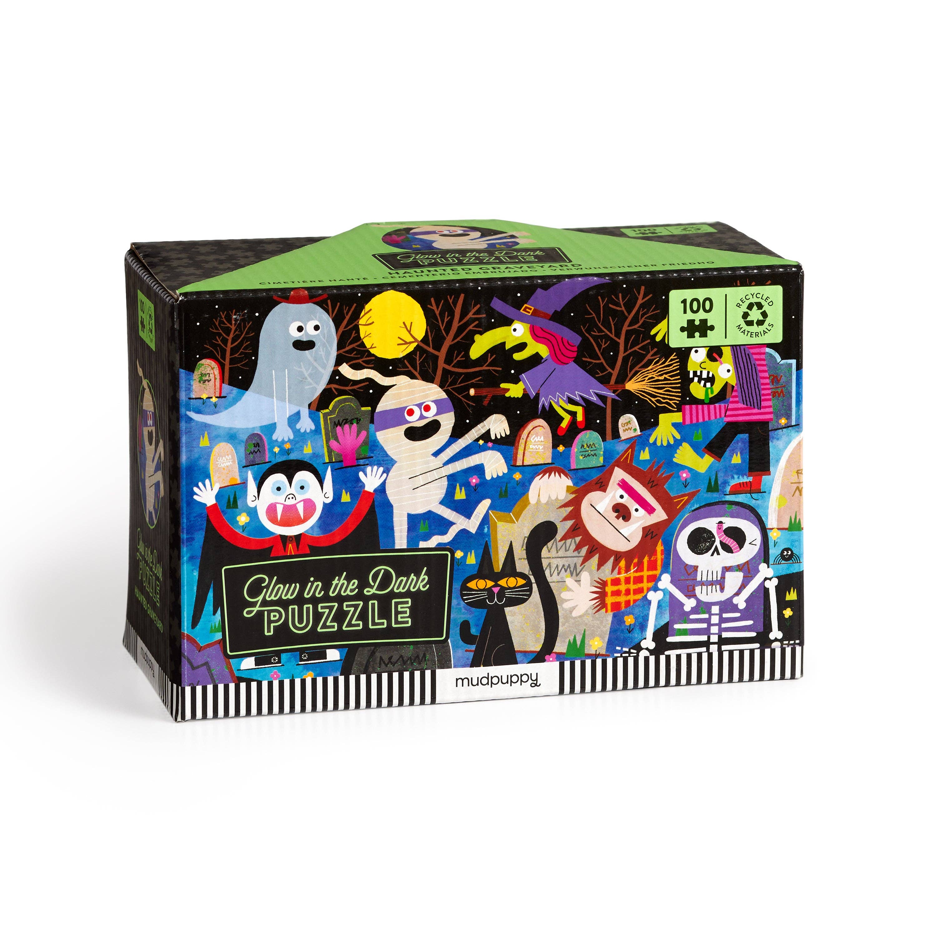 Haunted Graveyard 100 Piece Glow in the Dark Puzzle - Toy Polloi
