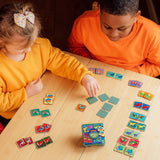 Colorful eeBoo mini memory game with matching cards featuring playful illustrations for kids' fun and cognitive development.