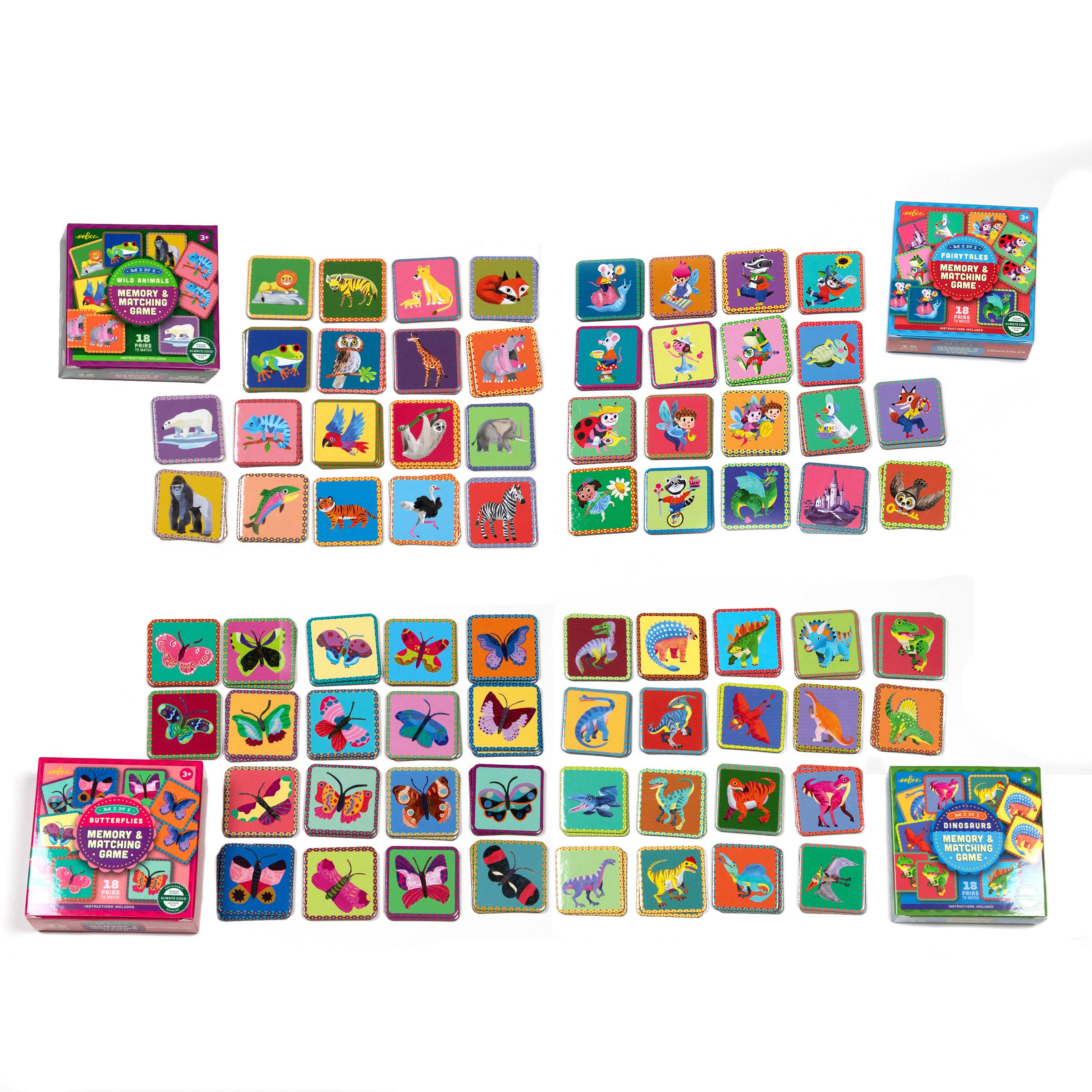 eeBoo Mini Memory Game with colorful illustrated cards, designed for children to enhance memory and matching skills.