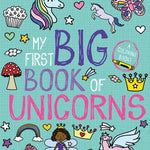 Coloring book cover featuring whimsical unicorn illustrations from My First Big Book of Unicorns Arts & Crafts by Simon & Schuster